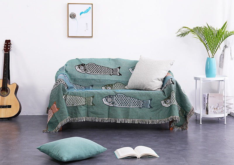 Modern Minimalist Koi Pattern Sofa Blanket