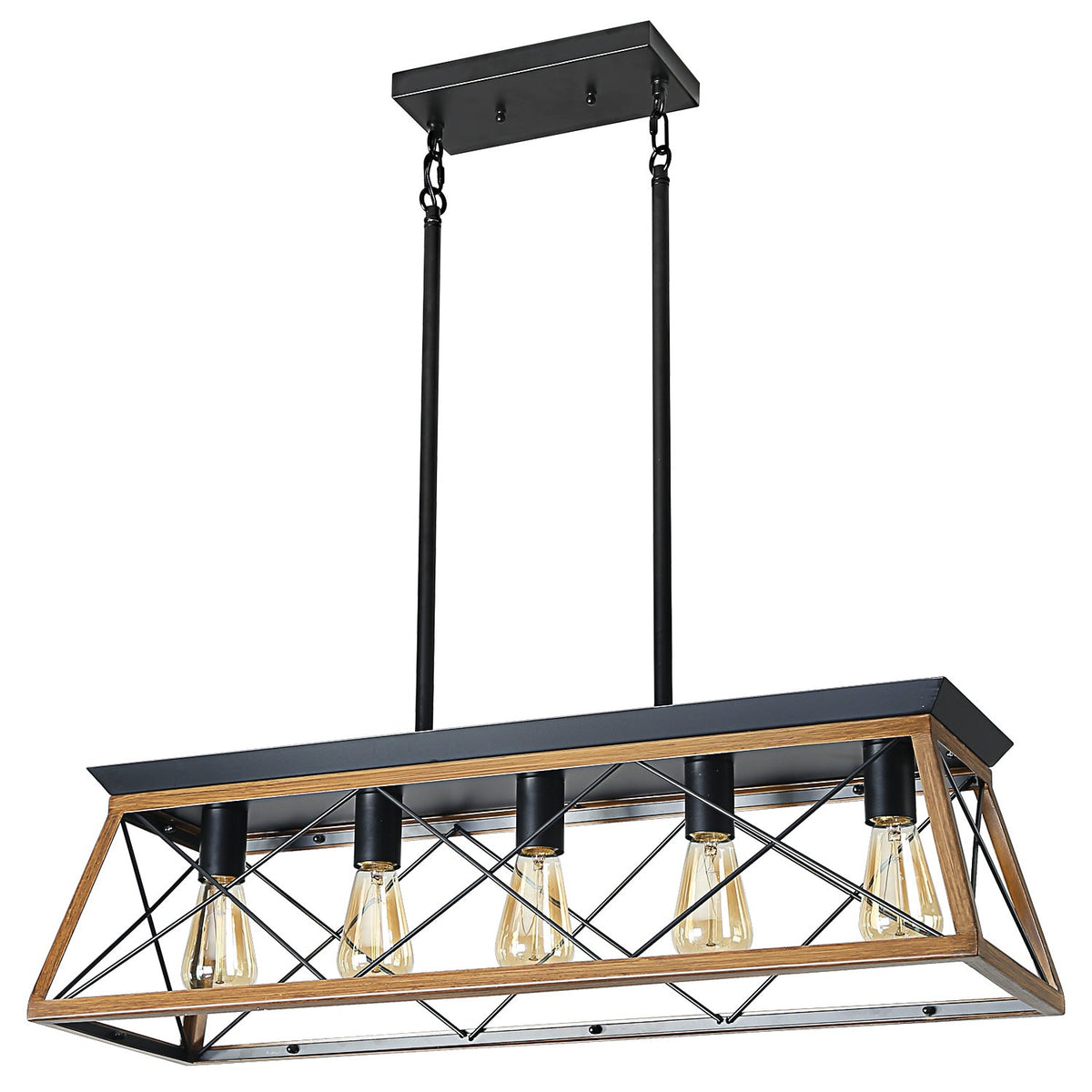 Walnut Farmhouse Chandelier with 5 Bulbs