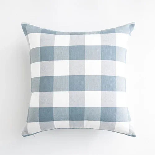 Light Blue Plaid Decorative Pillow Cover