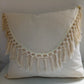 Beige and White Tassel Macrame Cushion Cover 45x45cm