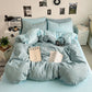 Washed Cotton Solid Color Four Piece Bedding Set