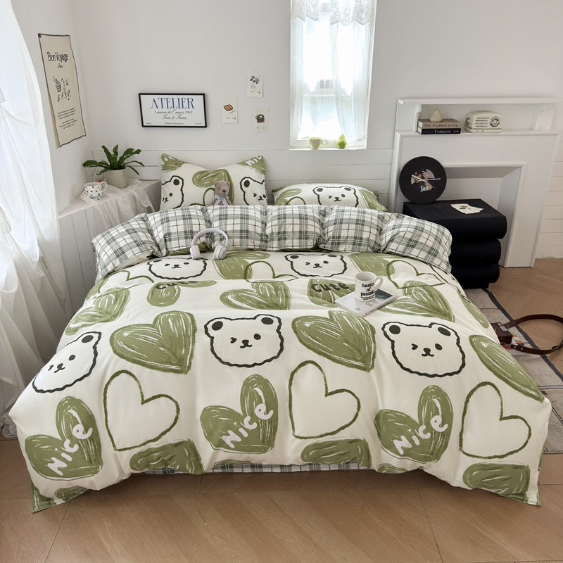 Cartoon Four Piece Single Dormitory Bedding Set