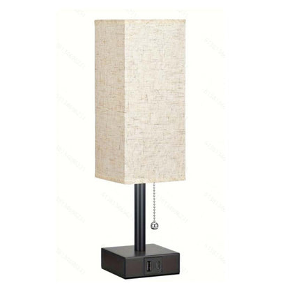 Linen Desk Lamp with Three Color Temperatures and USB Charging