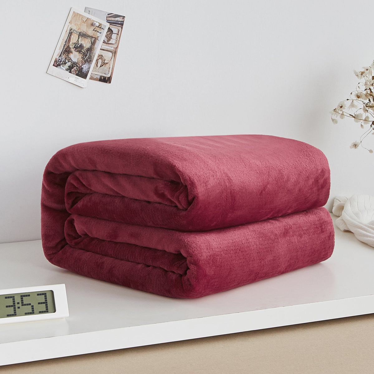 Thick Solid Color Coral Fleece Winter Blanket