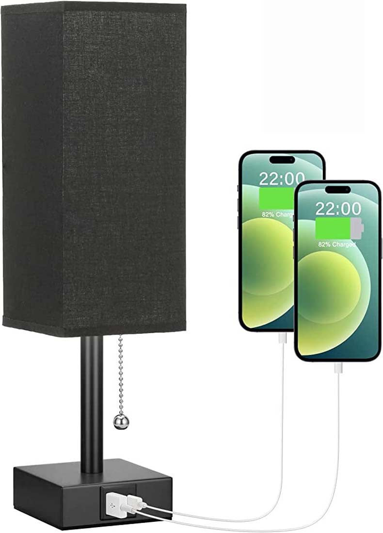 Linen Desk Lamp with Three Color Temperatures and USB Charging