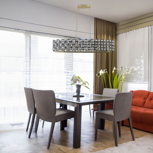 Champagne Gold Oval Crystal Ceiling Chandelier