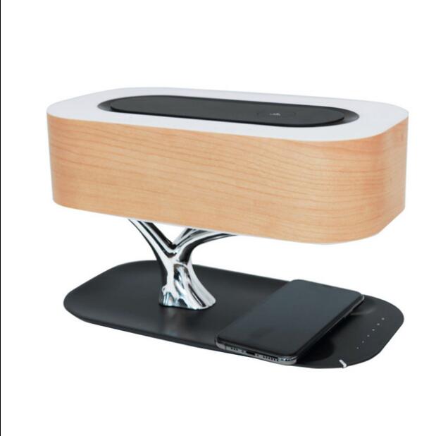 Modern LED Bedside Table Lamp with Bluetooth Speaker and Wireless Charger