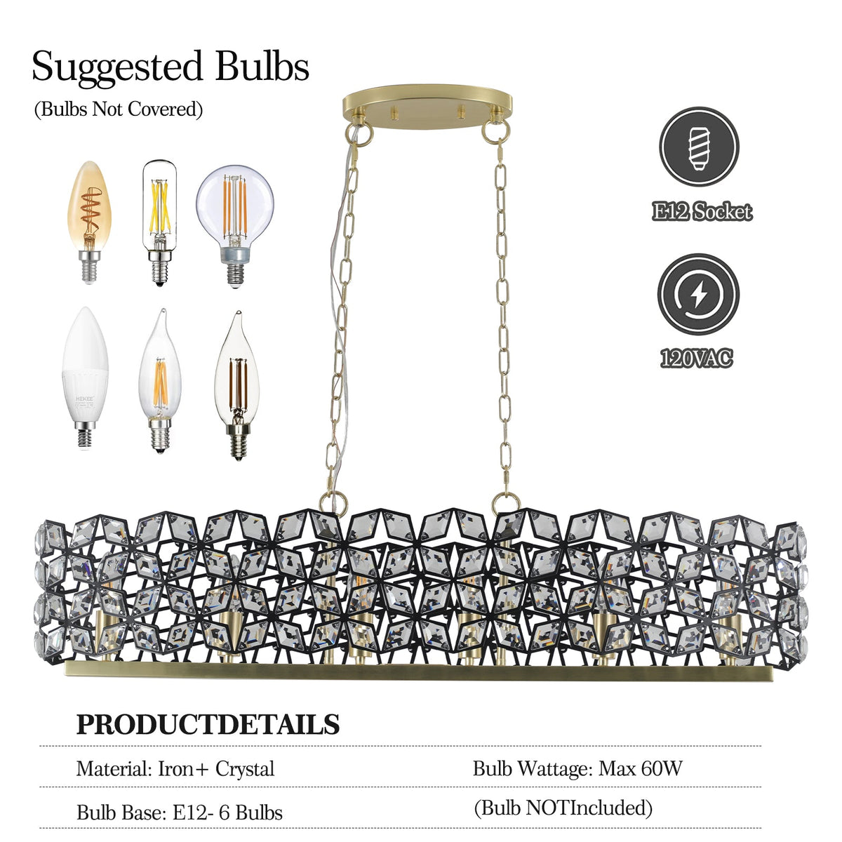 Champagne Gold Oval Crystal Ceiling Chandelier