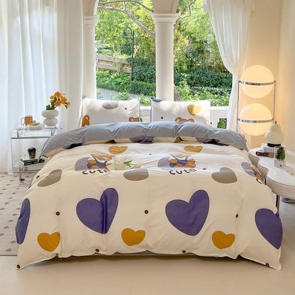 Cartoon Four Piece Single Dormitory Bedding Set