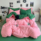 Washed Cotton Solid Color Four Piece Bedding Set