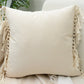 Beige and White Tassel Macrame Cushion Cover 45x45cm