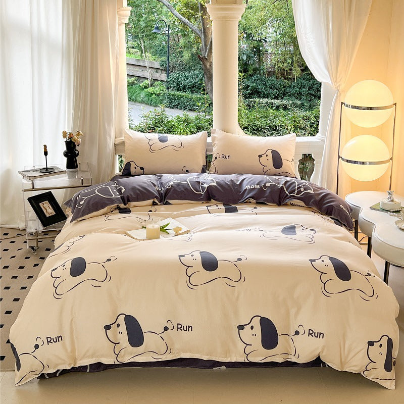 Cartoon Four Piece Single Dormitory Bedding Set