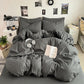 Washed Cotton Solid Color Four Piece Bedding Set