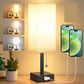 Linen Desk Lamp with Three Color Temperatures and USB Charging