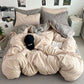 Washed Cotton Solid Color Four Piece Bedding Set