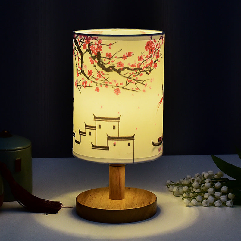 Retro Literary LED Bedside Table Lamp