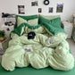 Washed Cotton Solid Color Four Piece Bedding Set