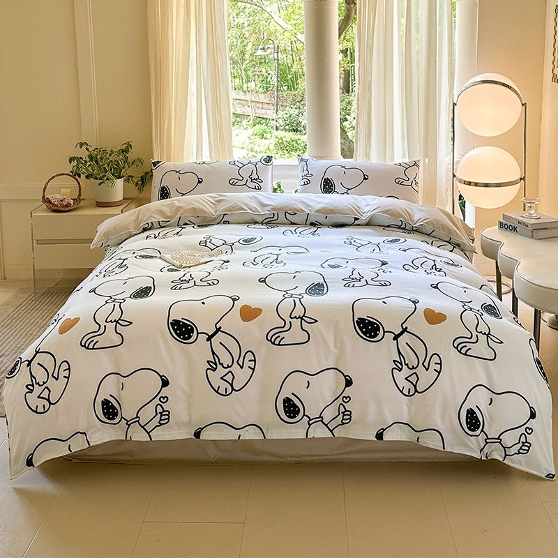 Cartoon Four Piece Single Dormitory Bedding Set