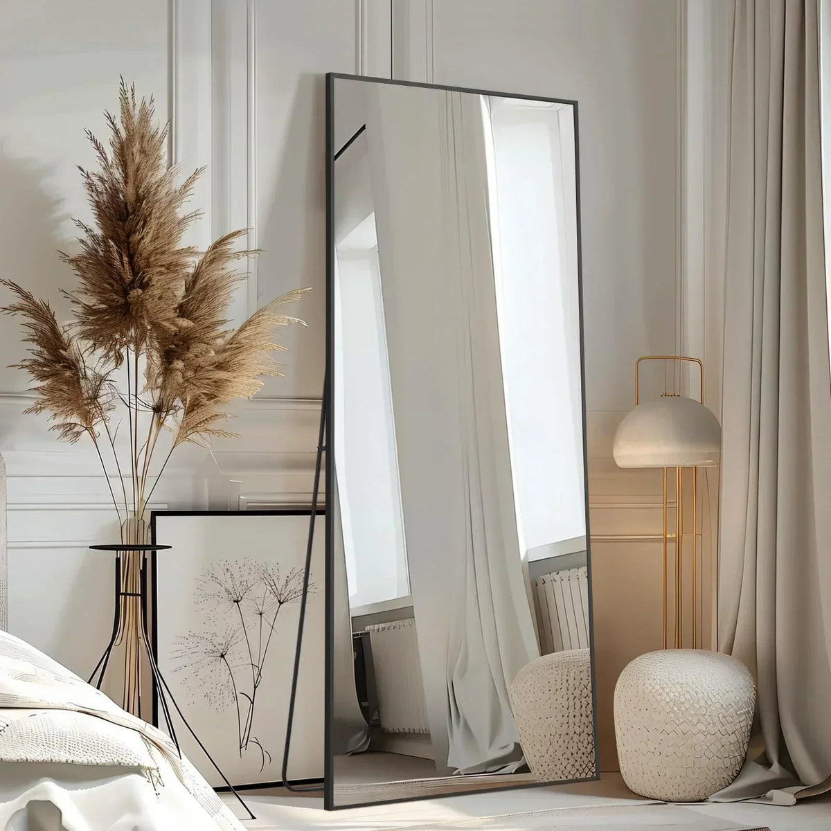 Oversized Black Arched Full Length Mirror