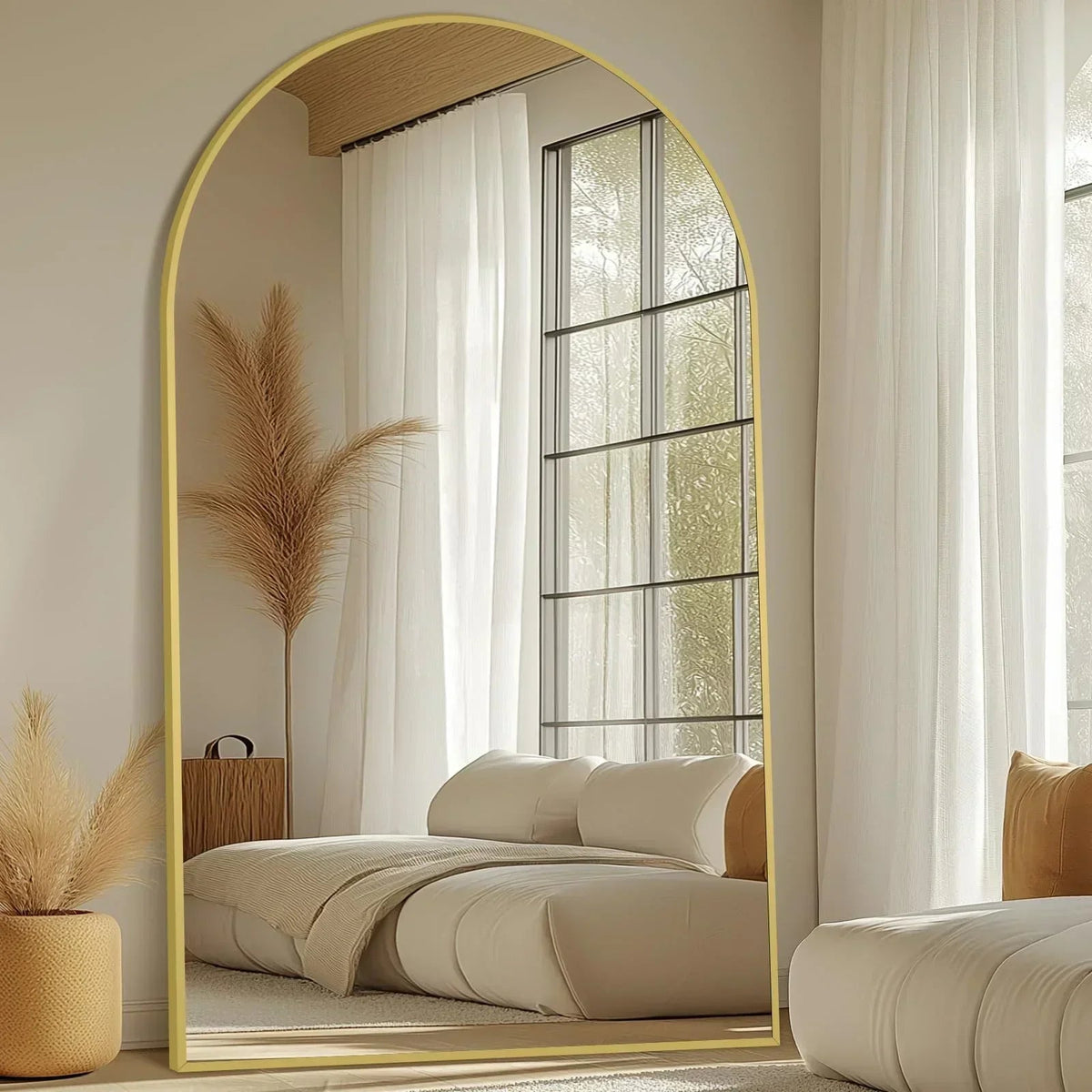 Oversized Black Arched Full Length Mirror