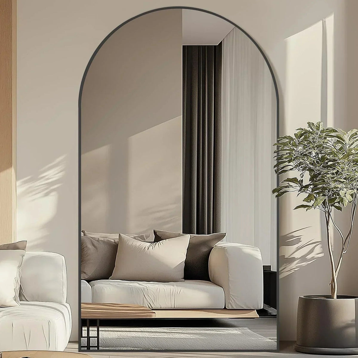 Oversized Black Arched Full Length Mirror