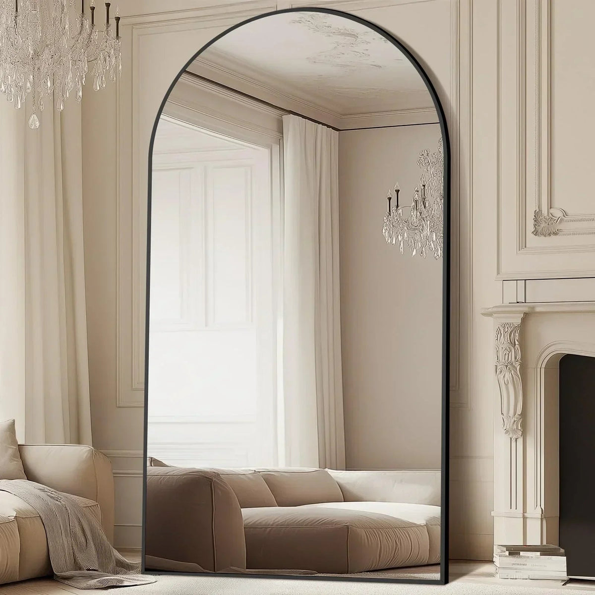 Oversized Black Arched Full Length Mirror