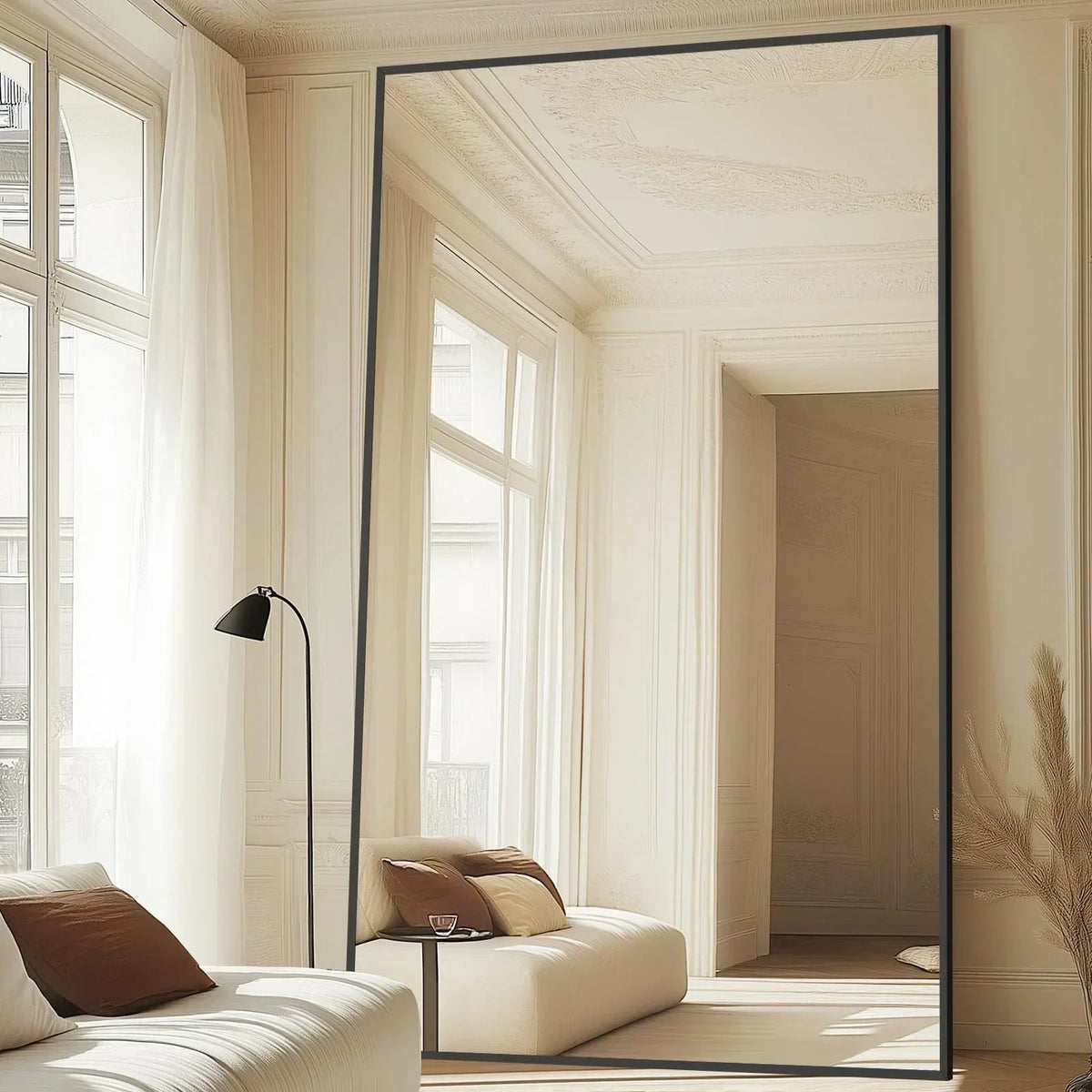 Oversized Black Arched Full Length Mirror