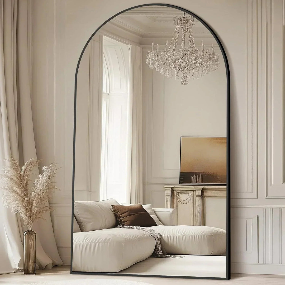 Oversized Black Arched Full Length Mirror