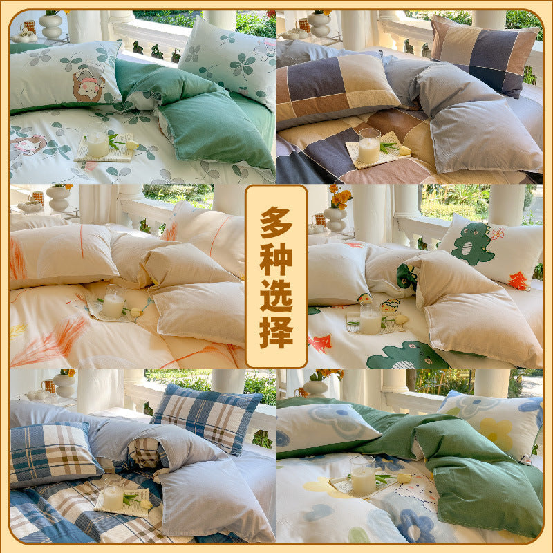 Cartoon Four Piece Single Dormitory Bedding Set