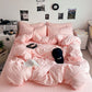 Washed Cotton Solid Color Four Piece Bedding Set