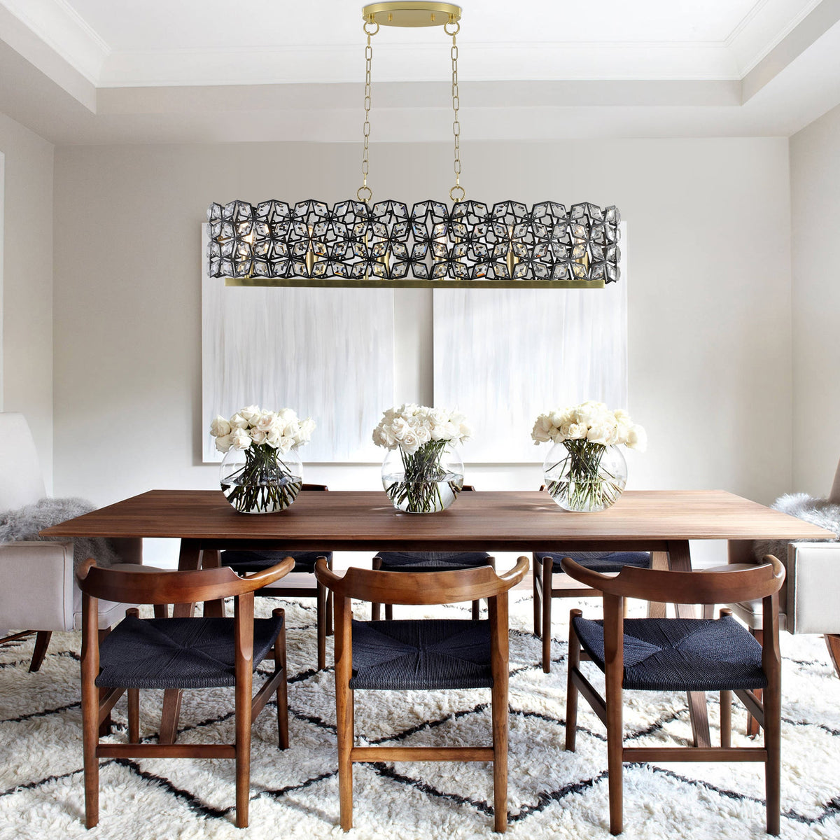 Champagne Gold Oval Crystal Ceiling Chandelier