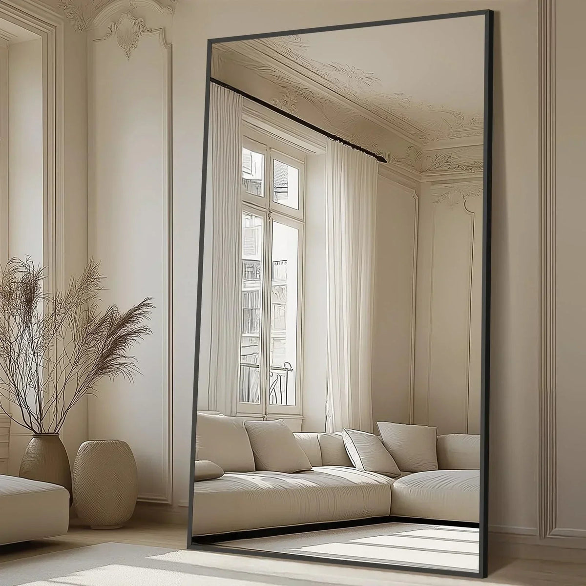 Oversized Black Arched Full Length Mirror