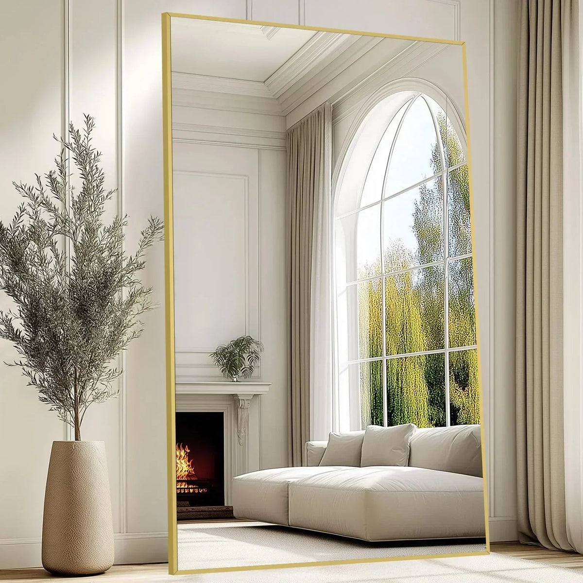 Oversized Black Arched Full Length Mirror