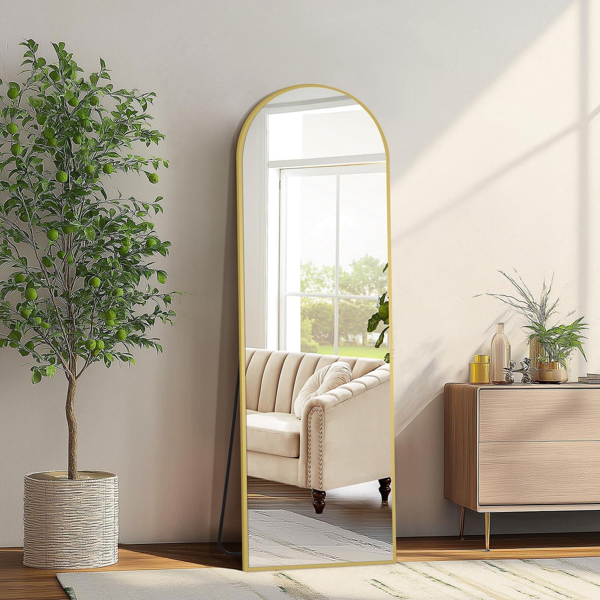 Oversized Black Arched Full Length Mirror