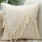Beige and White Tassel Macrame Cushion Cover 45x45cm