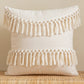 Beige and White Tassel Macrame Cushion Cover 45x45cm
