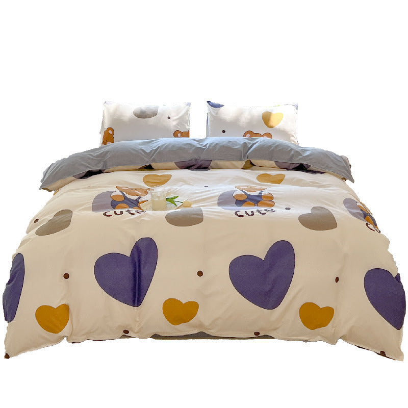 Cartoon Four Piece Single Dormitory Bedding Set