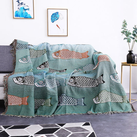 Modern Minimalist Koi Pattern Sofa Blanket