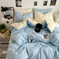 Washed Cotton Solid Color Four Piece Bedding Set