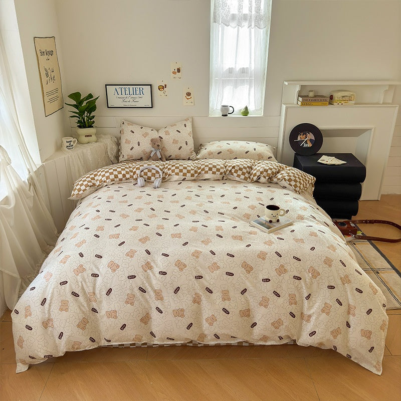 Cartoon Four Piece Single Dormitory Bedding Set
