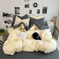 Washed Cotton Solid Color Four Piece Bedding Set