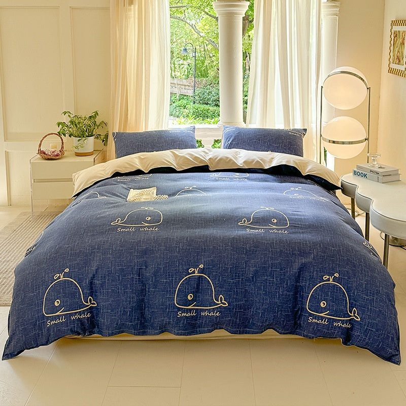 Cartoon Four Piece Single Dormitory Bedding Set
