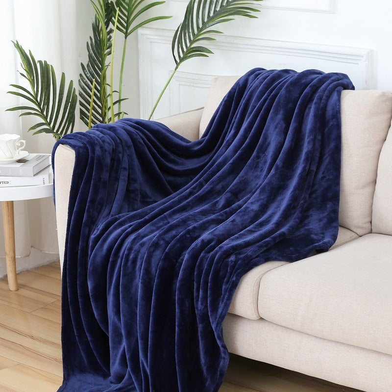 Thick Solid Color Coral Fleece Winter Blanket