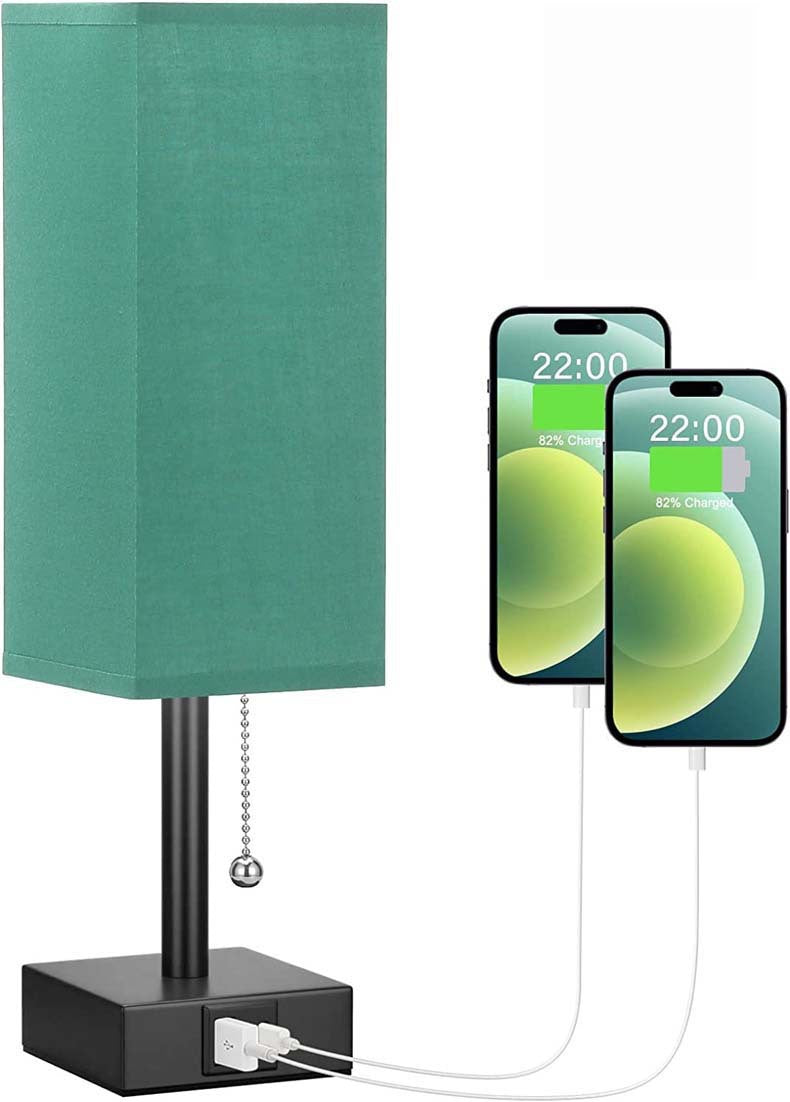 Linen Desk Lamp with Three Color Temperatures and USB Charging