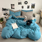 Washed Cotton Solid Color Four Piece Bedding Set