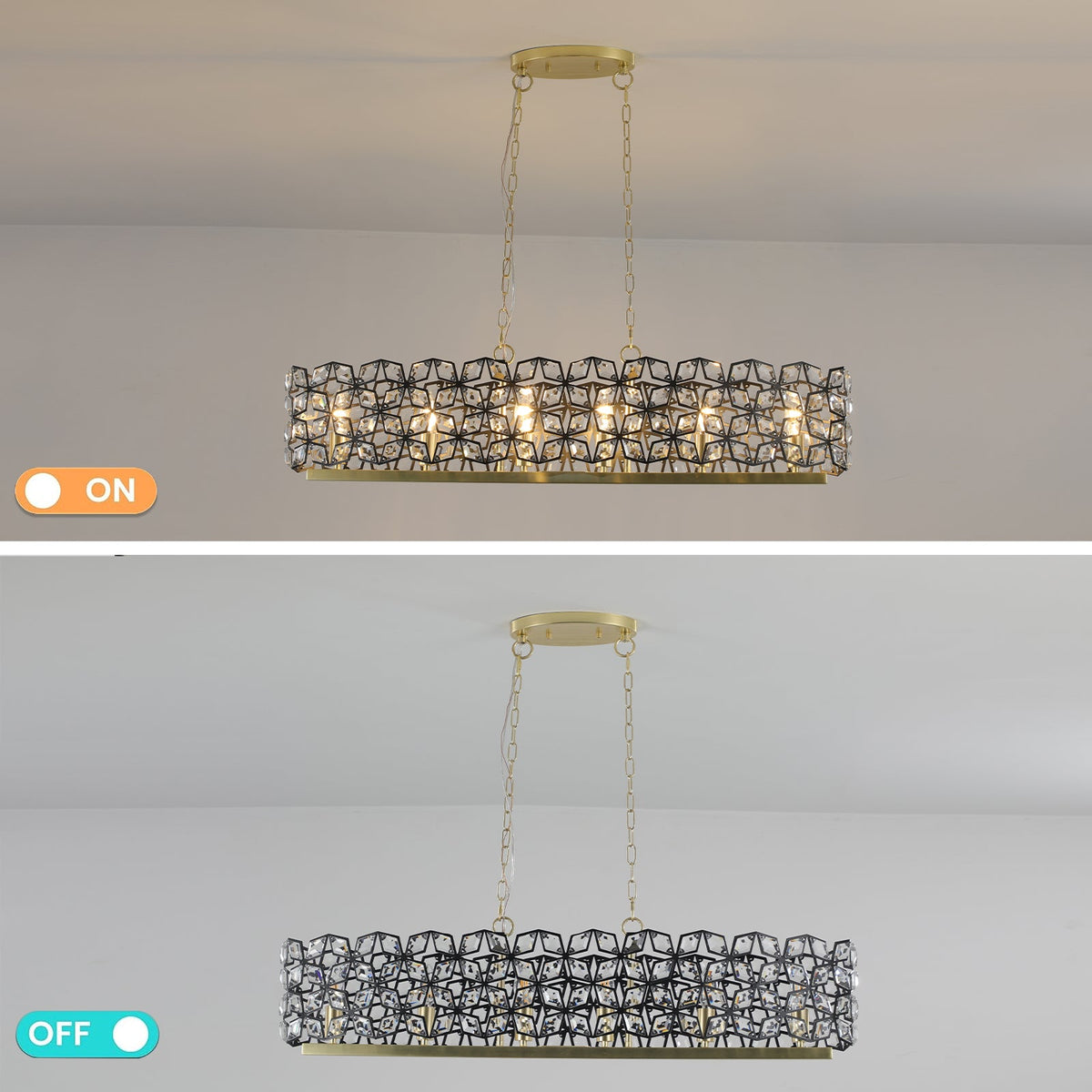 Champagne Gold Oval Crystal Ceiling Chandelier
