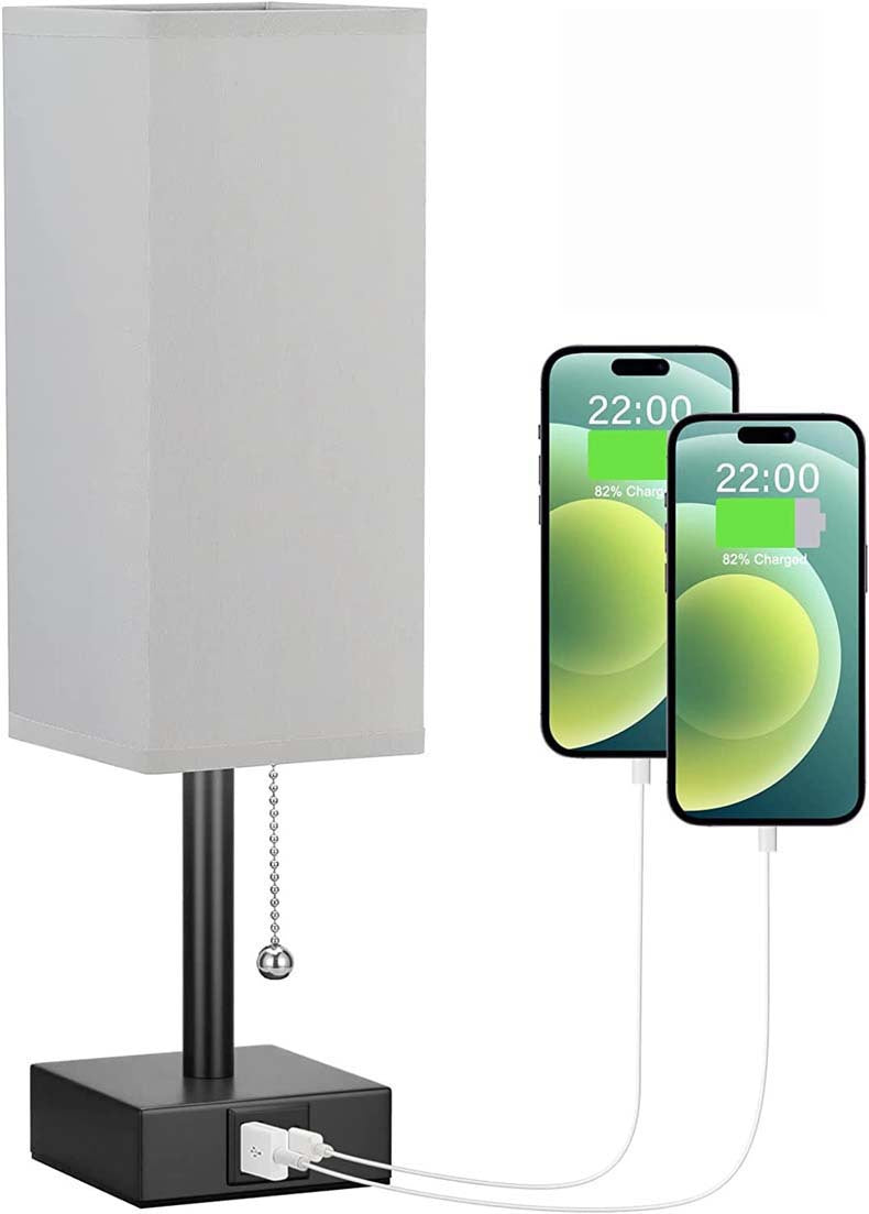 Linen Desk Lamp with Three Color Temperatures and USB Charging