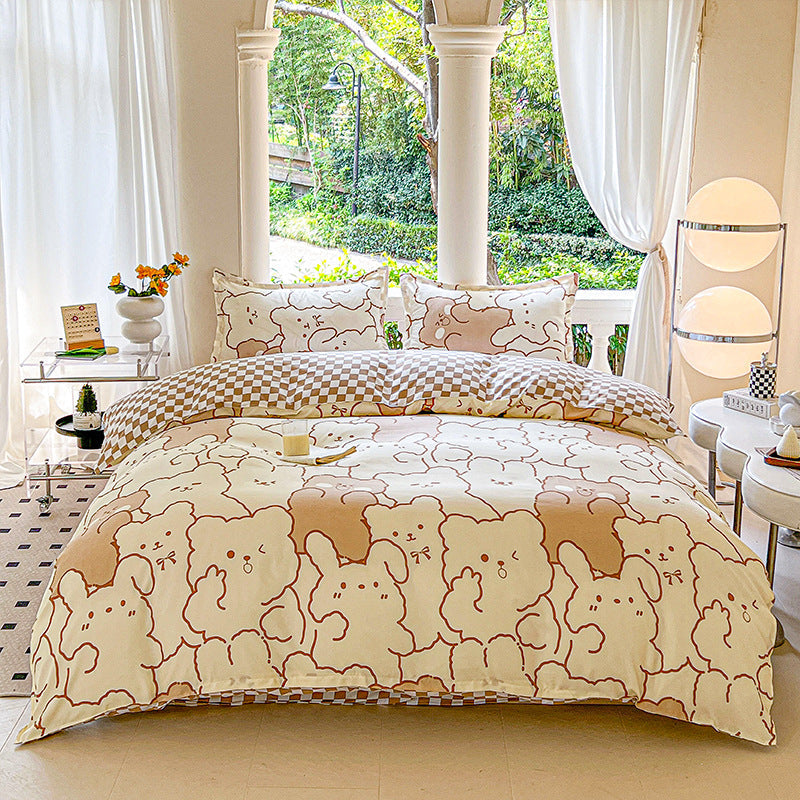 Cartoon Four Piece Single Dormitory Bedding Set