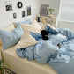 Washed Cotton Solid Color Four Piece Bedding Set