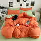 Washed Cotton Solid Color Four Piece Bedding Set
